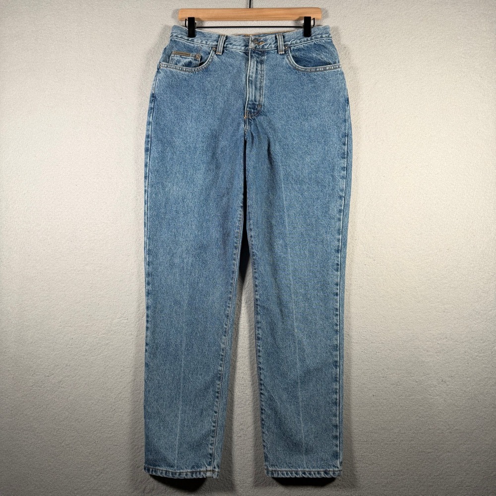 Calvin Klein Jeans Womens 12 Blue High Rise Straight Leg 100% Cotton Denim 14809
